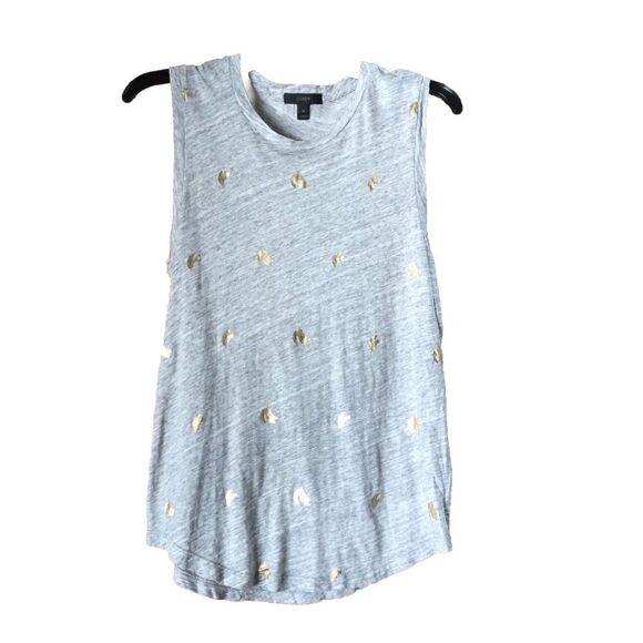 J Crew Scoop Neck Metallic Banana Heather Sleeveless Top Gray - XS - Picture 1 of 12